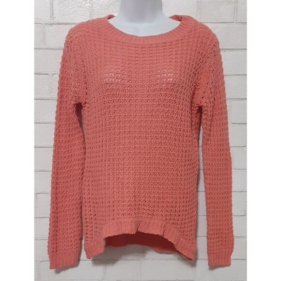 pacificheights Sweaters - Pacific Heights Sweater Women's Size M Orange Crochet Open Knit Long Sleeve